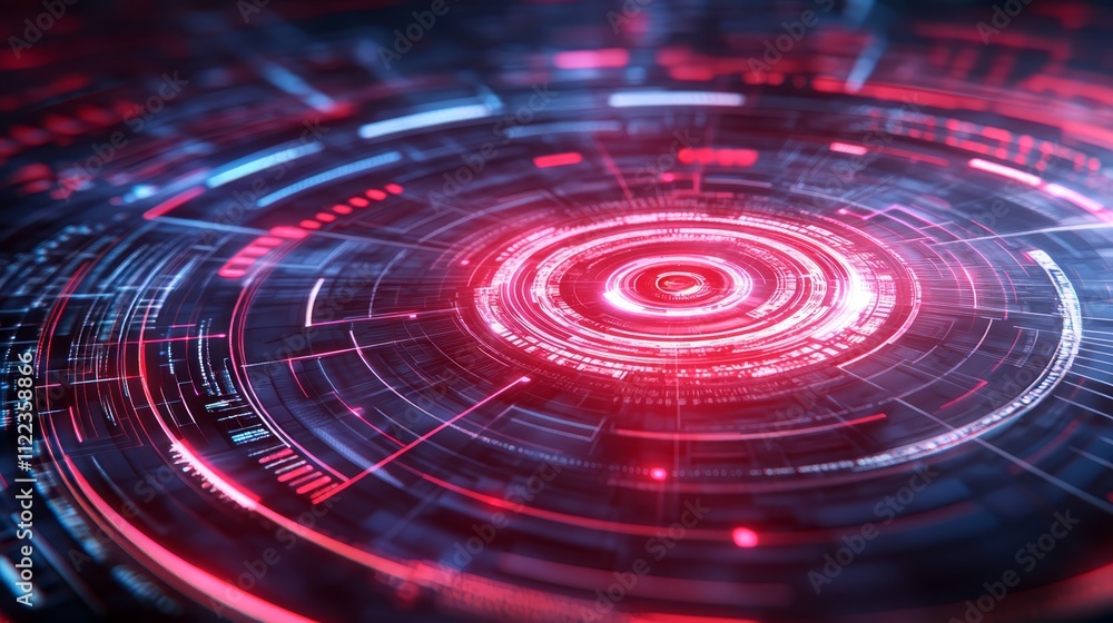 Poster striking red and black circular design, a dynamic abstract composition for modern visuals