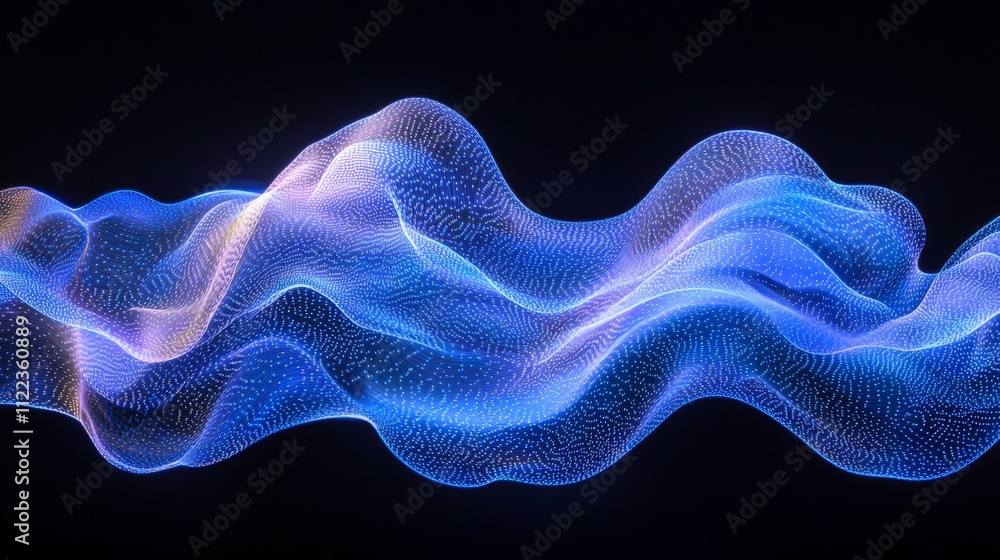 Poster a mesmerizing wave of blue light particles creates an abstract representation of energy and movement