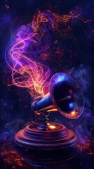 Fototapeta premium Mesmerizing ethereal digital orb glowing with energetic light and motion set against a backdrop of a vibrant futuristic cosmic space This surreal