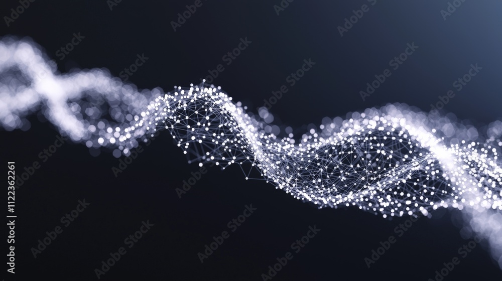 Poster a shimmering wave of particles creates an ethereal visual effect, symbolizing motion and energy agai