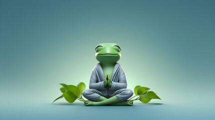 Peaceful Frog in Meditation, Ideal for Wellness Products