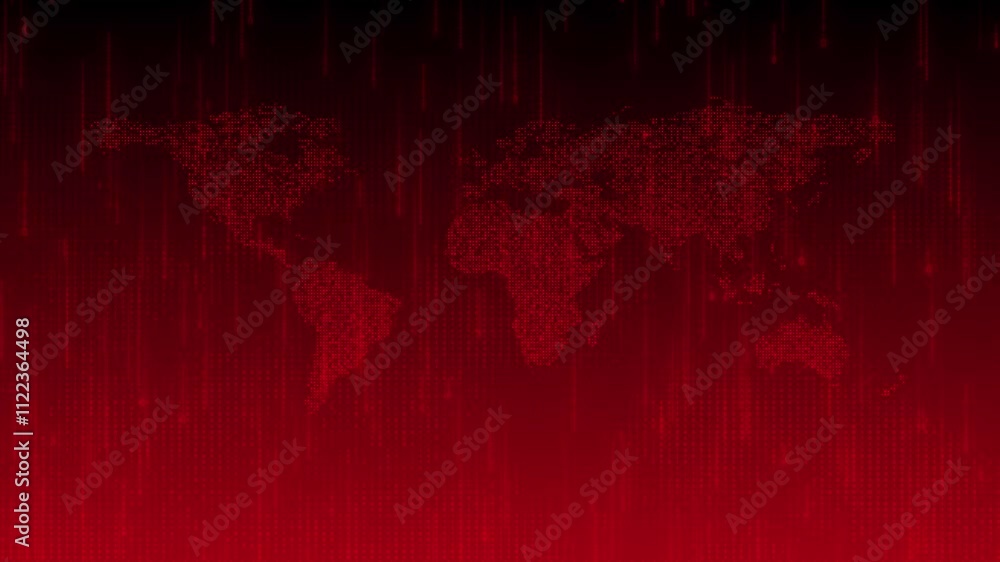 Aufkleber red digital technology futuristic internet network abstract world wireframe digital technology map s
