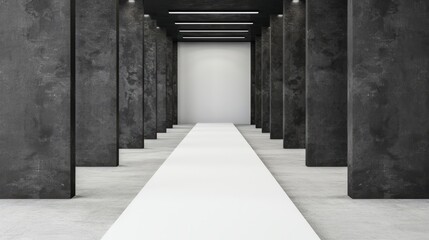 Obraz premium Minimalist corridor with dark pillars