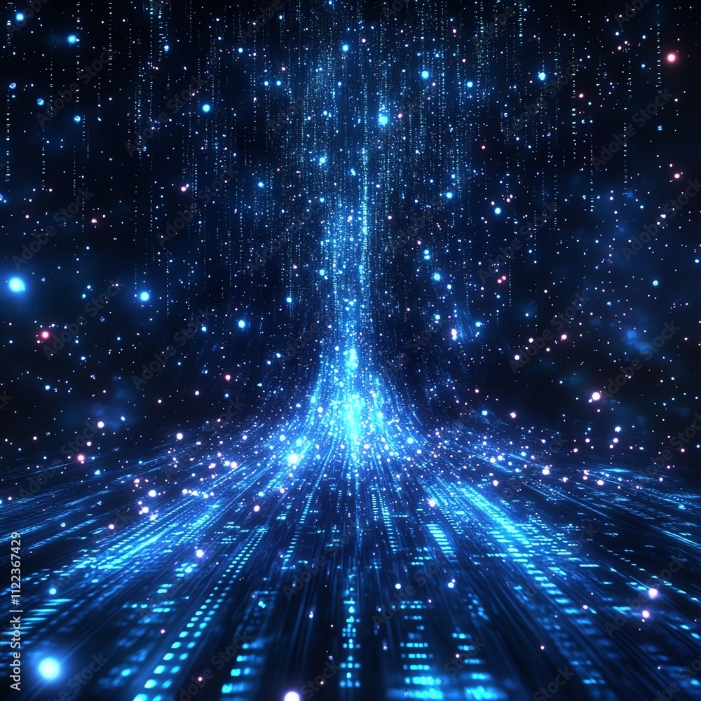 Poster an abstract representation of digital data streaming through space