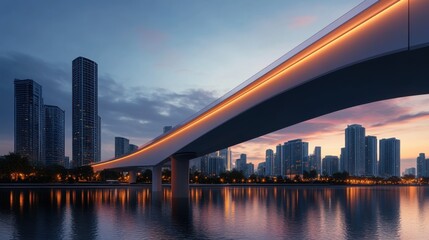 Radiant City Skyline at Twilight with Neon Glow