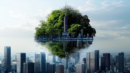 Fototapeta premium Eco Friendly Urban Infrastructure with Renewable Energy Grids and Digital Overlays