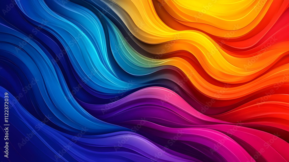Aufkleber vibrant color waves flow dynamically, abstract design background with vivid hues