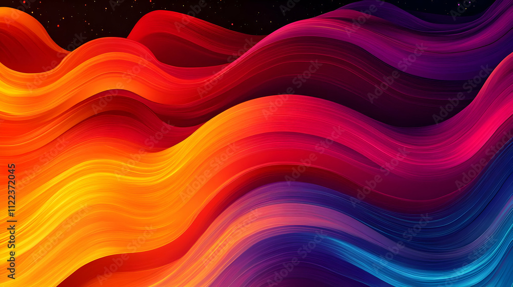 Poster vibrant waves of color flow dynamically across screen