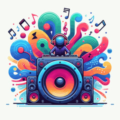 Obraz premium abstract music background with speakers with dj