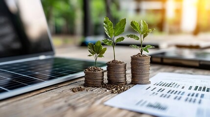 Renewable Energy Investment Concept with Solar Panels and Wind Turbines