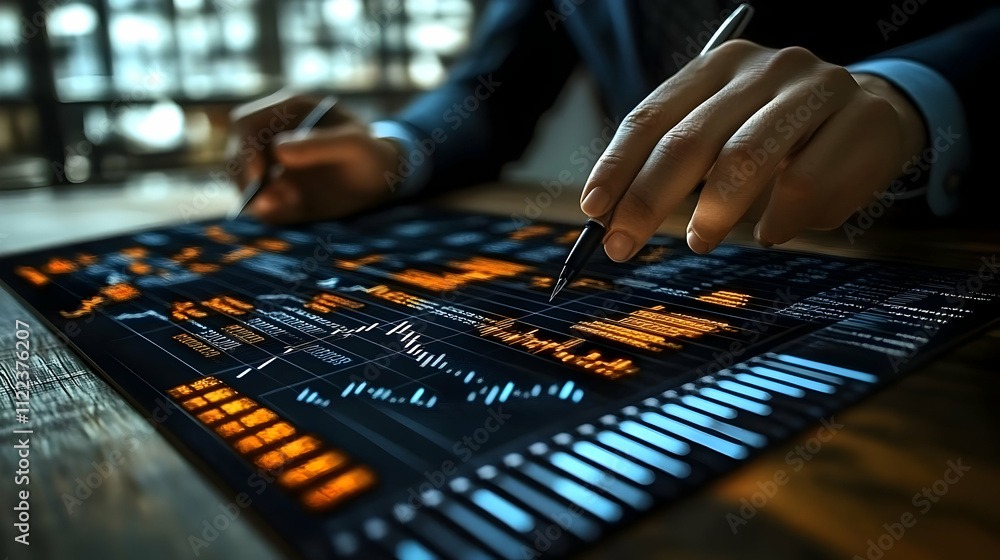 Poster analyst reviews data charts efficiently on screen