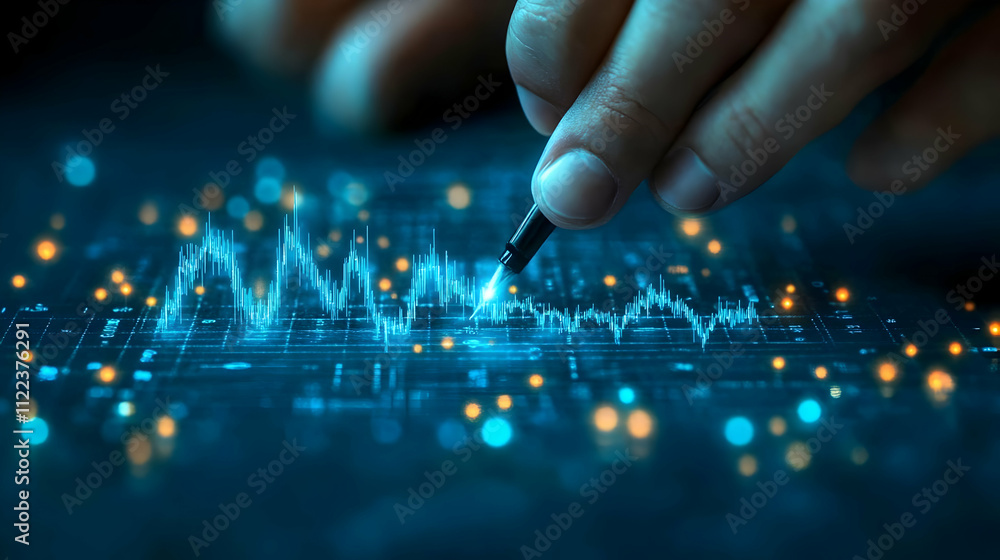 Poster analyzing digital market trends with data visualization