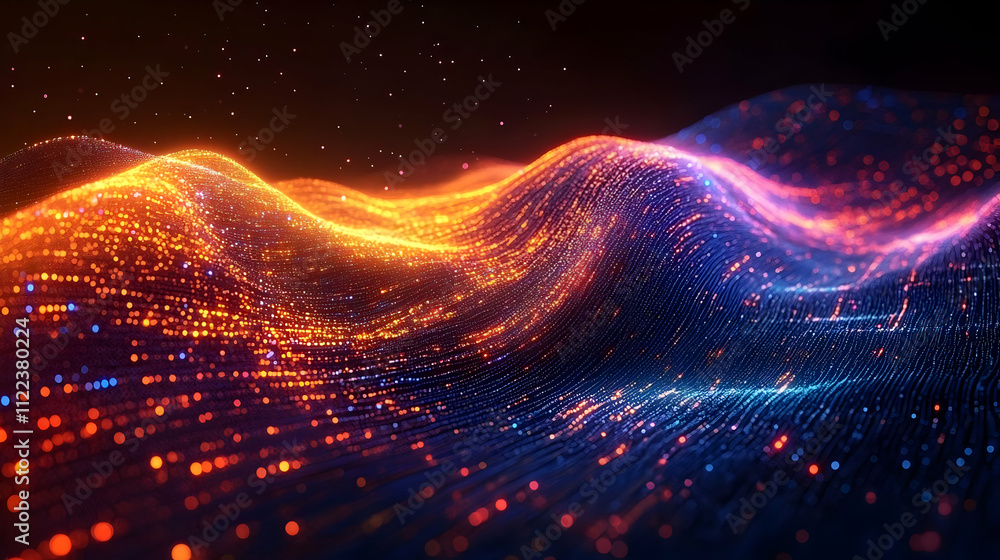 Aufkleber vibrant particle waves flowing dynamically across screen