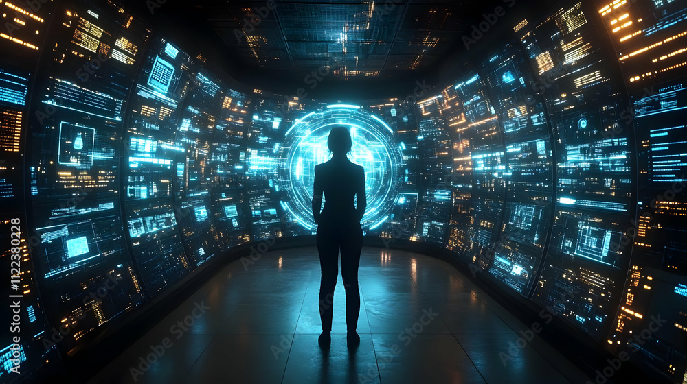 Aufkleber exploring futuristic data streams: a digital journey into the metaverse