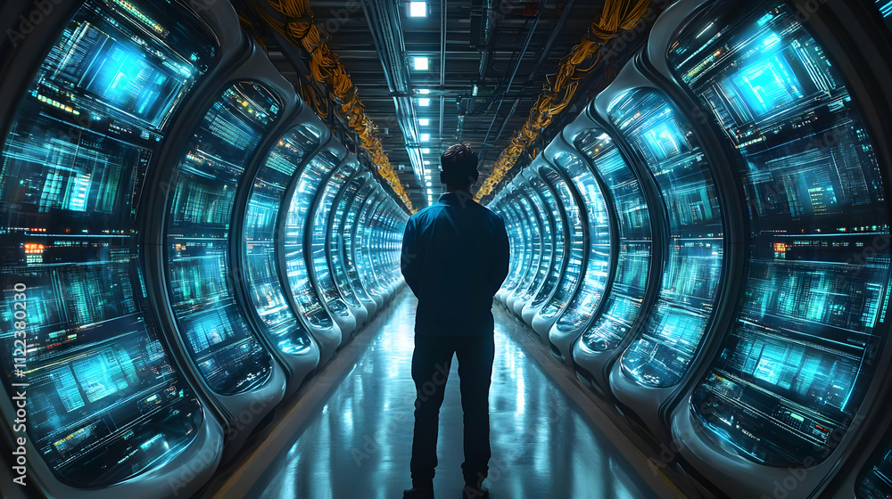 Aufkleber exploring futuristic data centers: a glimpse into server technology's innovation