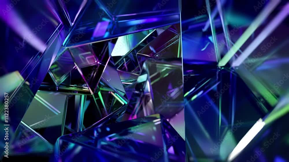 Poster modern background with polygonal crystals. an abstract 3-d geometric gem design. a loop animation of
