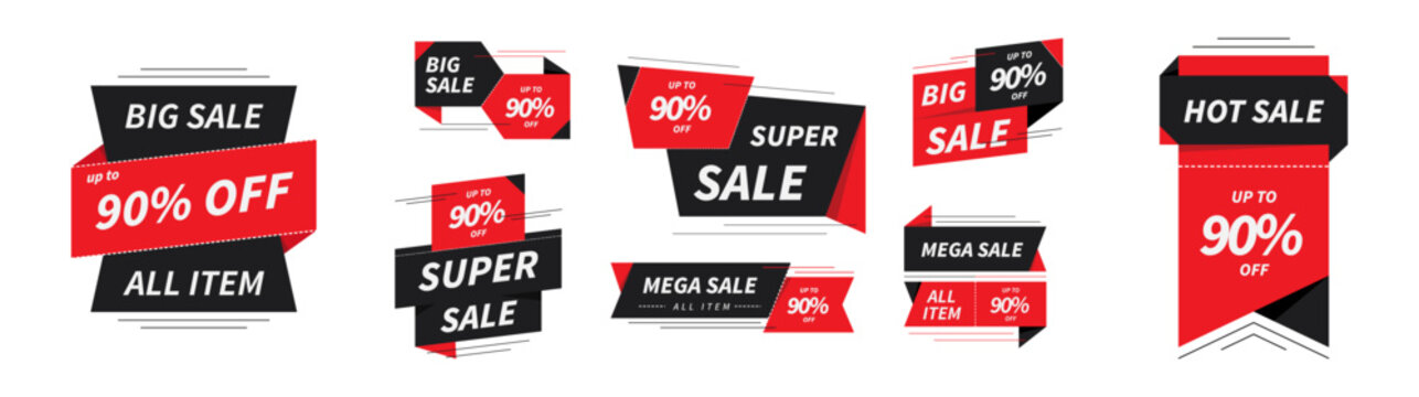 Sale banner badge. Special offer discount tags. Coupon shape templates design. Cyber monday sale discounts. Black friday shopping icons. Best ultimate offer badge. Super discount icons. Vector banners