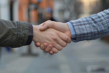Fototapeta premium Close up of business people shaking hands with each other in office.