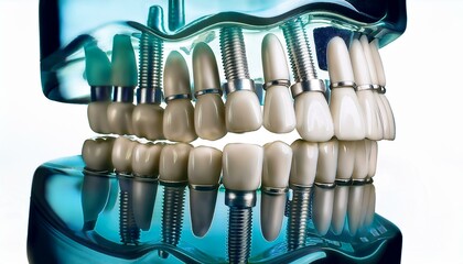 Naklejka premium 3D animation and illustration of dental implant; medical illustration of dentistry; three dimensional dental implant for the human teeth
