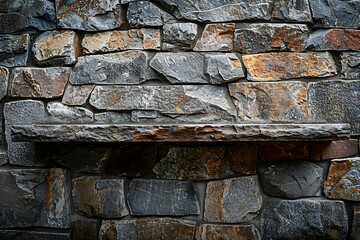 Empty top of stone table and stone wall background