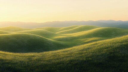 Fototapeta premium Gentle Glowing Hues Over Grassy Plains at Dusk