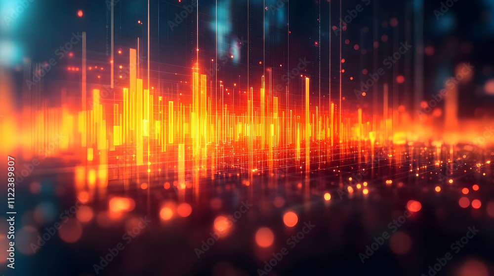 Poster data streams visualized: abstract network glow, digital signals