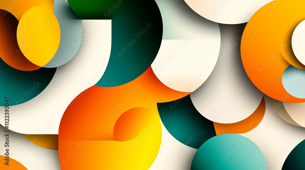 Aufkleber colorful geometric shapes blend in a minimalist style, creating depth and harmony in a contemporary 