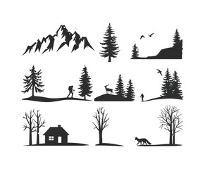 Fototapeta premium Frosty Mountain Silhouette Collection Template