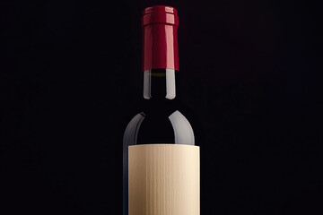 Wine Bottle with Blank Label on Dark Background, Professionally Photographed with Studio Lighting