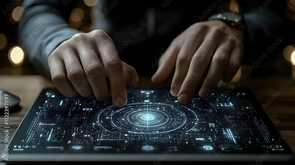 Poster digital interface: navigating futuristic tablet technology