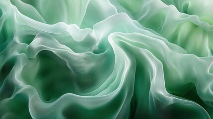 Obraz premium Abstract green fabric texture with soft, flowing waves and gradient color.