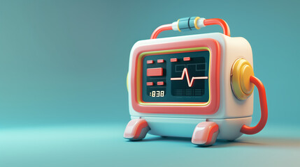 Colorful and Simple 3D Illustration of Cardio Monitor for Health Website Design