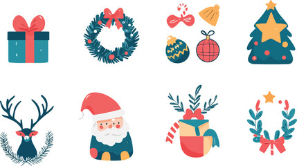 Fototapeta premium Set of hand drawn Christmas illustrations