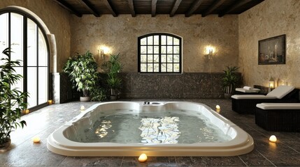 Relaxing spa experience modern bathroom interior design tranquil atmosphere aesthetic viewpoint