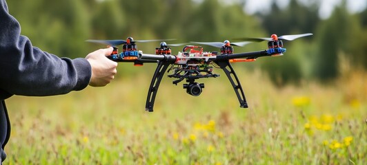 Drone Flight in a Summer Meadow