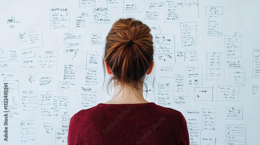 Poster creative brainstorming session office space mind mapping indoor rear view idea generation for produc