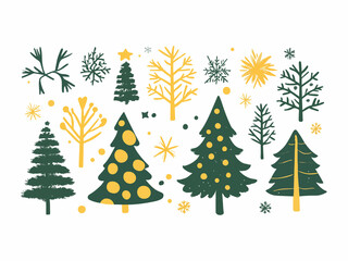 Obraz premium Set of hand drawn Christmas illustrations