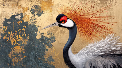 Fototapeta premium outdoor view of African Grey Crowned Crane.ai generative