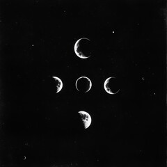 Naklejka premium Celestial moons in night sky, minimalist design.