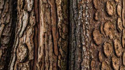 Obraz premium Brown Bark Texture of Old Tree Trunk in Forest Closeup