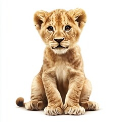 Obraz premium Lion cub playing in a bright environment wildlife photography natural habitat close-up view