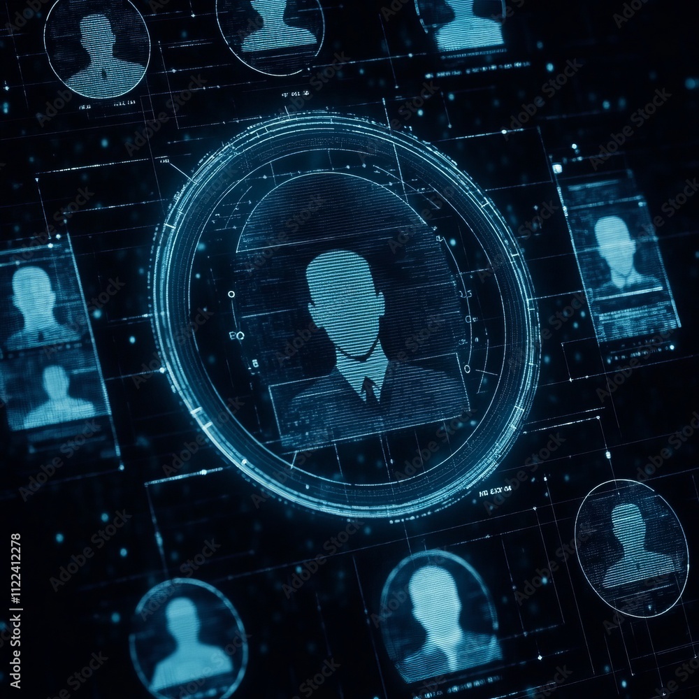 Poster digital network with highlighted profile.
