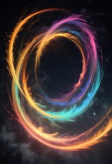 Obraz premium Whirlpool of colorful dust particles whirling in a mesmerizing vortex, particles, abstract, colors