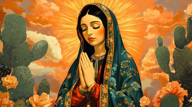 LADY OF GUADALUPE. ILLUSTRATION CONCEPT	