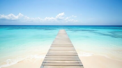 Fototapeta premium Travel image showing a wooden pier extending into the clear blue sea