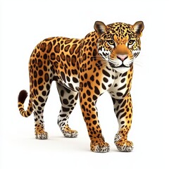 Obraz premium Stunning Realistic Illustration of a Majestic Leopard with Striking Fur Patterns and Intense Gaze, Capturing the Grace and Power of Nature’s Big Cats