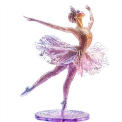 Elegant ballerina figurine in graceful pose on vibrant display stand.