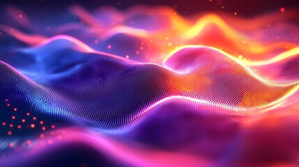 Fototapeta premium Abstract colorful waves in vibrant hues of blue, purple, and orange.
