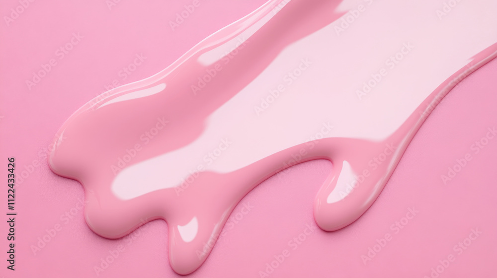 Poster a smooth pink substance flows on a pink surface, creating a glossy and textured appearance, evoking 