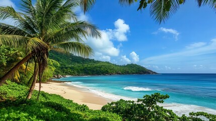 Naklejka premium Travel image showing a stunning view of the white sandy beaches and turquoise waters